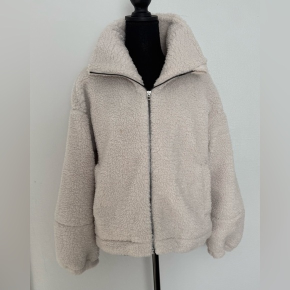 Lululemon Cinchable Fleece Zip-Up Teddy Outdoor Jacket White Opal Size 8 - Picture 7 of 8